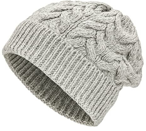 HANSA-FARM | Weiche Damen & Herren Alpaka Mütze aus 100% Alpaka Wolle in +8 Farben - Hochwertige Winter Strickmütze/Beanie Wollmütze - Silbergrau