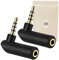 X2 Adaptateur Prise Mini Jack 3.5mm a Angle Droit Male Femelle 90° Fiche Minijack Connecteur Stereo Plaque Or 18k - ADAPTOUT Marque FRANÇAISE