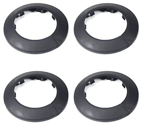 MroMax Passend für 6 cm Außendurchmesser, Flansch, Wasserrohrabdeckung, Dekoration, schwarze Rohrabdeckung, Heizkörper, PP-Kunststoff, 63 mm, Rosetten-Rohrmanschette für Wandrohr, Dekoration, 4 Stück
