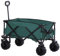 Outsunny 140L Festival Trolley on Wheels, Folding Camping Trolley Cart with Telescopic Handle, Big Wheels for Outdoor Garden Beach Fishing, Green