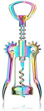 Blush Winged Corkscrew, Iridescent Bottle Opener, Cork Remover, Rainbow Wine Gift Accessory, Mirage, Set of 1