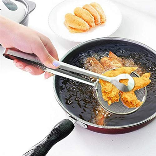 Cuillère de friture en acier inoxydable avec clip pour filtre à huile et écumoire, louche, passoire pour barbecue, aliments frits, de qualité supérieure