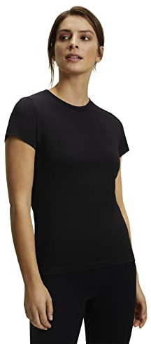 FALKE Damen T-Shirt CORE Logo Round Neck W S/S SH Lyocell Baumwolle feuchtigkeitsregulierend 1 Stück, Schwarz (Black 3000), M