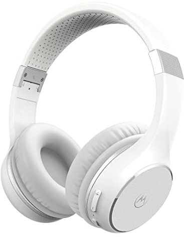 Motorola Moto XT220 Auriculares Bluetooth Over-Ear Inalámbricos – Sonido Potente con Drivers de 40mm, Micrófono Manos Libres, 24h de Batería, Cable 3.5mm Incluido, Plegables – Color Blanco