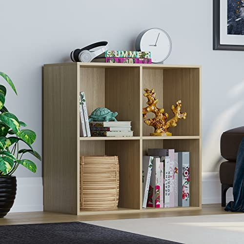 Vida Designs Durham Cube Bookcase Storage Organiser Living Room Bookshelf Home Office Furniture (4 Cube, Oak)