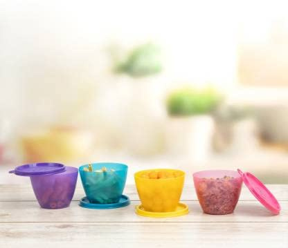Tupperware Contenitori ermetici per frigorifero, in plastica, 400 ml, confezione da 4 (multicolore)
