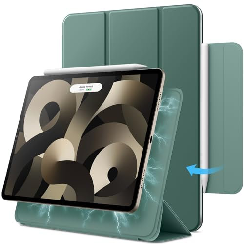 JETech Magnetisch Hülle für iPad Air 11 Zoll M3/M2 (2025/2024), iPad Air 5/4 (Modell 2022/2020, 5./4. Generation), iPad Pro 11 (2018), Magnetisch Befestigung, Schlank Case (Neblig Grün)