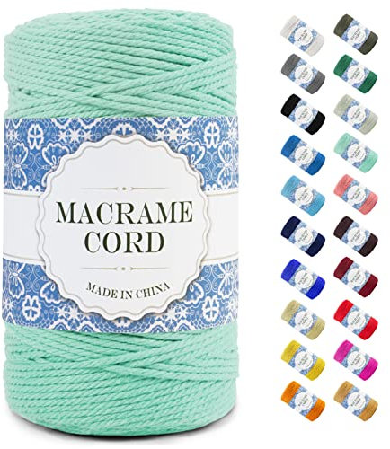 Uiopa Corda Macrame, Filo Macrame Corda Cotone, 4 Fili Cordoncino Cotone Spago Colorata, Cordino per Borse Uncinetto Arazzo da Parete Artigianato Fai Da Te Appendini per Piante