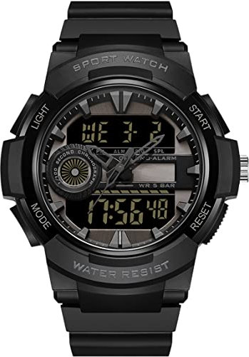 findtime Sportuhr Analog Digitaluhr Herren Uhren 5 ATM wasserdichte Groß Armbanduhr für Männer Jugendliche mit Wecker Kalender Stoppuhr Stoßfest 12/24H