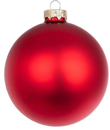 Magie di Natale Weihnachtskugeln aus Glas verziert (10 cm, rot matt, 4)