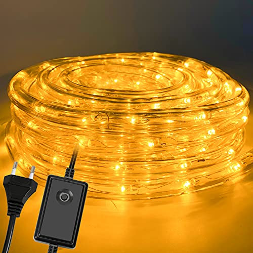 Sonnewelt 50M Lichterschlauch, 1200 LEDs Mit Timer, Wasserfest Warmweiß, Speicherfunktion, für Innen Außen Party