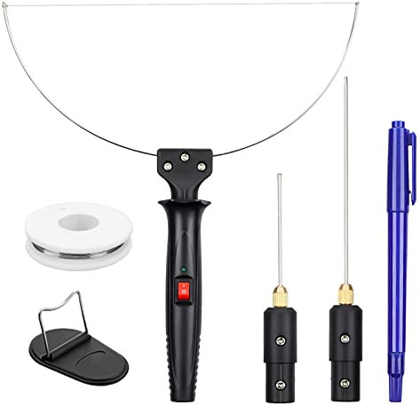 3-IN-1 Hot Wire Foam Cutter, 8Pcs Electric Styrofoam Cutting Tools Kit, 18W Polystyrene Cutter Styrofoam Cutting Pen with Adaptor, for Foam Carving& Cutting, DIY Crafts, Best Halloween Christmas Gifts