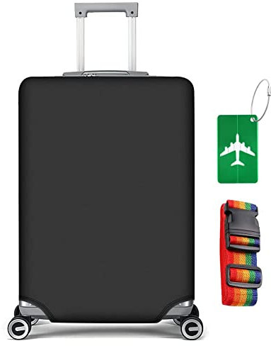 flintronic Elastisch Reise Kofferschutzhülle, 29-32 Zoll Kofferhülle Luggage Cover, Gepäckabdeckung for Travel Luggage Schutzhülle, Inklusive Gepäckanhänger*1+Gepäckgurt*1 (XL, Schwarz)