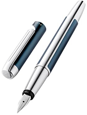 Pelikan Füllhalter Pura P40, Petrol, Feder B (breit), hochwertiger Patronenfüller im Geschenk-Etui, 822688