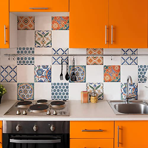 CREARREDA Piastrelle Adesive per Cucina, Bagno e Box Doccia Mattonelle Adesive Floreali, 20 Pz 20_x_20 cm, Impermeabile Vinile Autoadesivo Decorazioni per Bagno e Cucina, Made in Italy