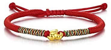 ZHOU LIU FU Pulseras de oro de 24 quilates, pulsera de oro auténtico, taza de estrella, pulsera trenzada ajustable, Aries, Tauro, Gemini, Leo, Capricornio, Acuario, pulseras para mujeres, hombres,