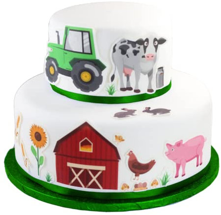 Essbare Tortendeko - Bauernhof - Fondant Kuchen Tattoo aus essbarem Zuckerpapier