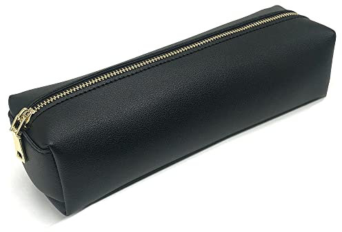 Tragbare PU-Federmäppchen Große Federmäppchen Kosmetik-Organizer-Tasche Schreibwaren für Schule & Büro Teen Geschenk (schwarz)