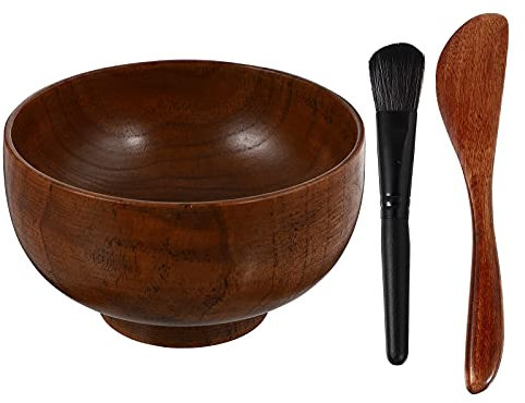 STAHAD 1 Set Bol De Masque En Bois Bols À Mélanger En Silicone Masques Pour Le Visage Spatule En Silicone Bol De Boue Pour Le Visage Bol De Soins De La Peau Du Visage Masque De Bol De