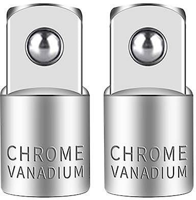 2PC Juttzzei Socket Adapter and Reducer 1/4 -Inch to 3/8 -Inch Female to Male, Premium Chrome Vanadium Alloy Steel Drive Socket for Driver/Ratchet/Socket Set Extension