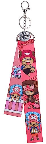 Roffatide Anime One Piece Keychain Tony Tony Chopper Key Ring Pattern Pendant Couples Hanging Ornament Personalized Key Backpack Tag with Key Ring Car Key Chain Clip Nylon Webbing Buckle for key