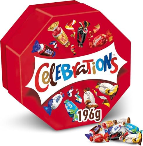 Celebrations, Caja Mezcla de Chocolatinas Mini, Disfruta de un Variedad de Sabores, Ideal como Regalo (196g)