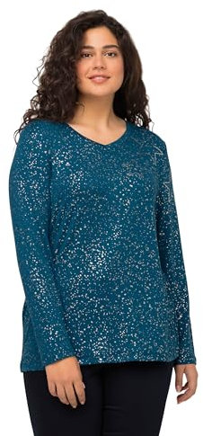 Ulla Popken Damen Mit Druck Sweatshirts, Ozeanblau, 46-48 EU