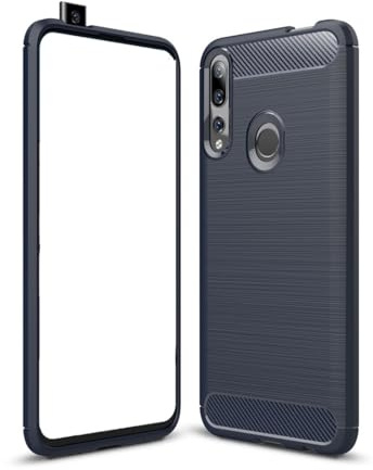 Custodia compatibile con Huawei P Smart Z (6.59) STK-LX1 STK-LX2 / Y9 Prime (2019)/ Y9 2019 Cover Protezione flessibile antiurto antigraffio Gel Silicone TPU Morbida Matte Soft Slim Case carbon (Blu)