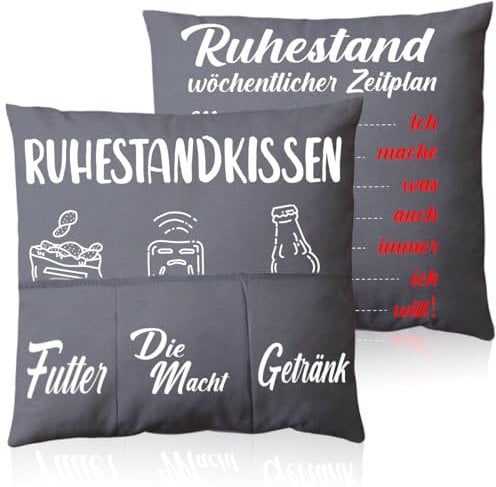 Ruhestandskissen Kissenbezug, Rentner Geschenk Mann, 45 X 45cm Männerkissen Mit 3 Taschen, Renteneintritt Geschenk Männer, Ruhestand Geschenk Kissenbezug, Rentner Geschenk Kissenhülle