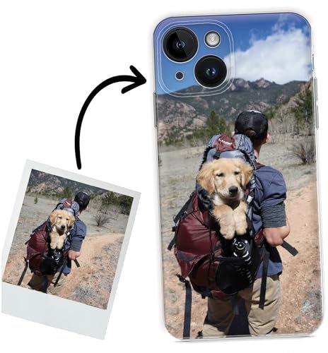 ICOVERI Funda iPhone 15 Plus Personalizada Foto Imagen y/o Letras. Funda Personalizable Silicona Gel Transparente Antigolpes. Carcasa Compatible con iPhone. TPU Flexible (iPhone 15 Plus)