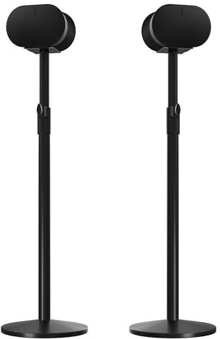 Lot de 2 supports de haut-parleur au sol réglables avec gestion des câbles pour Sonos ERA 300, design en métal haut de gamme, noir
