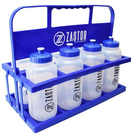 Pack 8 Botellas 1 Litro con Portabotellas Plegable Azul