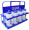 Pack 8 Botellas 1 Litro con Portabotellas Plegable Azul