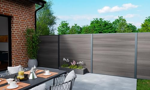 WPC Sichtschutzzaun Set Premium Dark Grey 150mm | Steckzaun | Gartenzaun| Komplett Set | Konfigurierbar 180 cm-16.2
