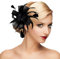 dressfan Fascinator Stirnband Hut Damen Vintage Stirnband Hochzeit Blume Mesh Feder Hut Gatsby Haarreif 20er 50er Elegant Kopfschmuck Haarschmuck für Hochzeit/Cocktail/Gatsby/Teeparty/Karneval,Schwarz