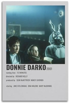 Filmposter Donnie Darko auf Leinwand, Wandkunst, Dekoration, Wohnzimmer, Schlafzimmer, Dekoration, Poster, 20 x 30 cm, ungerahmter Stil