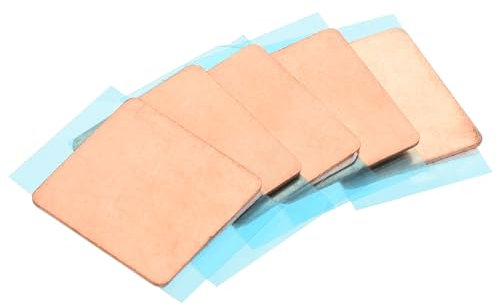 sourcing map Kühlkörper-Kupferblech-Unterlegscheibe, 0,5 mm dickes Pad mit wärmeleitendem Klebeband für Desktop-Computer, GPU, CPU-Kühlpflaster, 5er-Set