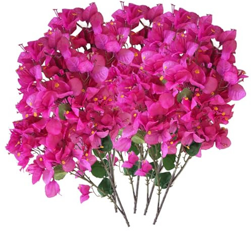 Buganvilla Artificial 5 Unidades De Plantas De Buganvilla De Seda De 98,6 Pulgadas Ramas Realistas De Buganvilla De Imitación Tallos De Flores Falsas Para Decoración Del Hogar Color Morado Rosa Y Rojo