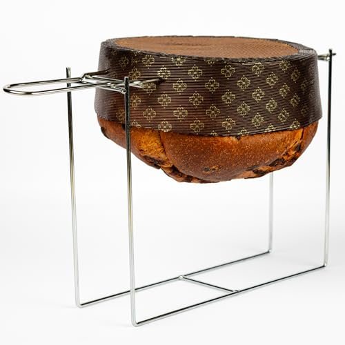 FAH - Kit Spillone per Panettone + Utensile di Supporto in Acciaio Inox, Facile da Usare, Forchetta per Panettone, Colomba e altri Lievitati fino a 1 kg con Tappi di Sicurezza