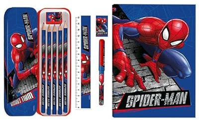 Disney Kinder Spider-Man Federmäppchen zum Ausmalen, Schreibwaren, Geschenk-Set