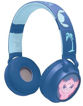 Lexibook - Disney Stitch - Casque 2-en-1 sans Fil et Filaire avec détails Stitch et Effets Lumineux, Son de Haute qualité limité à 85 DB, Pliable, Ajustable, Rechargeable, HPBT015D