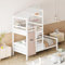 Irrun Babybett, 90x200 Etagenbett, Premium Massivholzbett, Bettrahmen mit Dach Premium Massivholzbett mit Lattenrost, Weiß