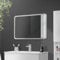 ML-Design Espejo de Baño con Iluminación LED Integrada Multifuncional Luz Blanca Cristal de Pared Cuadrado 90 x 60 cm de Aluminio con Interruptor Táctil Diseño Moderno y Versátil Bordes Redondos