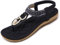 Lufebut Sandales Femmes Été Bohème Élégant Confortables Plates Chaussures avec Semelle Souple Tongs pour Plage Vacance Noir-1, 36 EU
