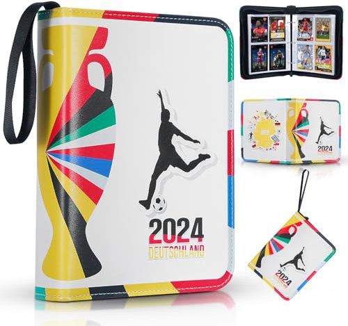 Sammelkarten Album Fussball 400 Pockets, 50 Seiten Hüllen Sammelalbum Karten, Wasserdicht Fußballkarten Album, Sammelmappe A3 Karten Halter Kompatibel mit Allen Kartentypen
