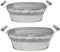 Ovale Zinkwannen als Blumen-Schalen Metall-Schüsseln für draussen - 2er Metall-Wannen als Garten-Deko Pflanzgefäße in 24/32 cm - Metall-Schalen als Vogeltränken und outdoor Pflanzschalen
