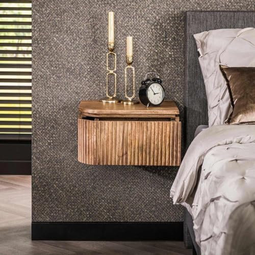 RINGO-Living Nachttisch 2er Set mit Schublade & Ablage - Vintage Beistelltisch für Dein Bett - Schwebender Nachttisch Boxspringbett 2er Set zum einhängen - Kleiner Holz Tisch für Dein Schlafzimmer