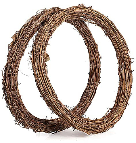 Bordhap 2PCS 14 Inch Grapevine Wreaths Wreath Rattan Wreath Garland for DIY Christmas Craft or Wedding Decors