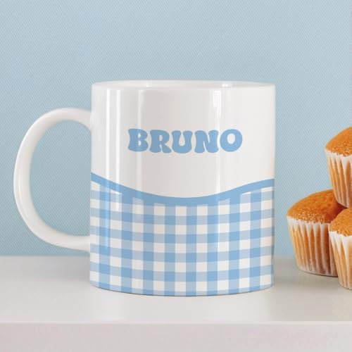 Transparent Gift Taza Personalizada con Nombre Infantil Cuadros. Regalos Originales para Niños y Niñas. Tazas Infantiles de Plástico. Regalos de Vuelta al Cole, Cumpleaños. Tazas Desayuno y Merienda