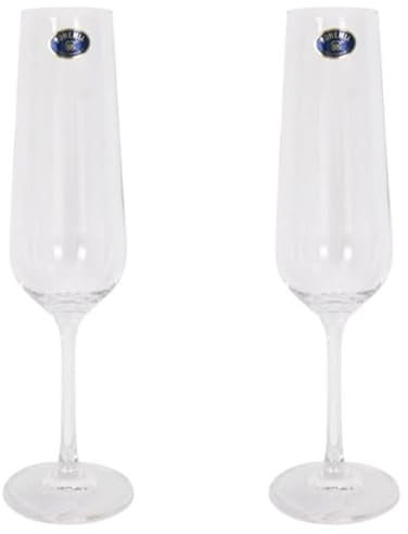 Calledelregalo Copas de champagne de cristal de Bohemia / 2 copas de champagne elegantes para regalo/Cristal de Bohemia / 200 ml / (2)